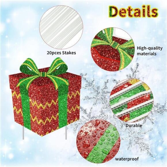 9 Pcs Christmas Decoration Outdoor Yard Sign with Stakes Xmas Lawn Sign Box Sign - Picture 3 of 8